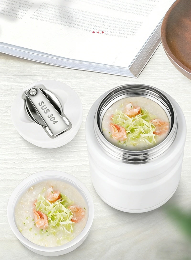 ترموس مرطبان طعام من الفولاذ المقاوم للصدأ مع 500 مل من الملعقة البيضاء - Image 2