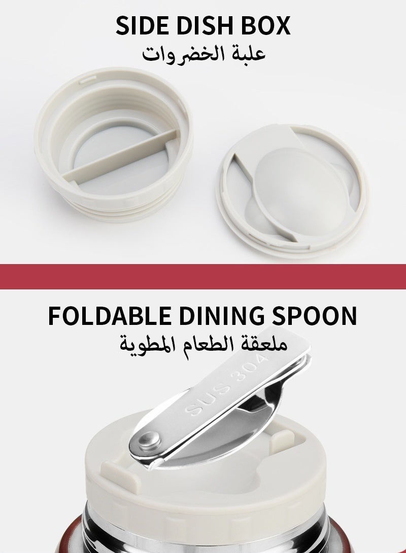 ترموس مرطبان طعام من الفولاذ المقاوم للصدأ مع 500 مل من الملعقة البيضاء - Image 4