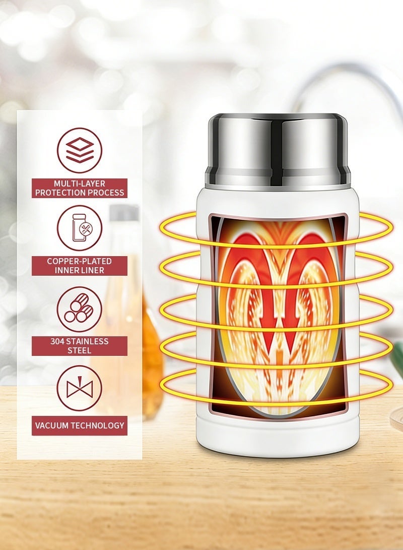 ترموس مرطبان طعام من الفولاذ المقاوم للصدأ مع 500 مل من الملعقة البيضاء - Image 5