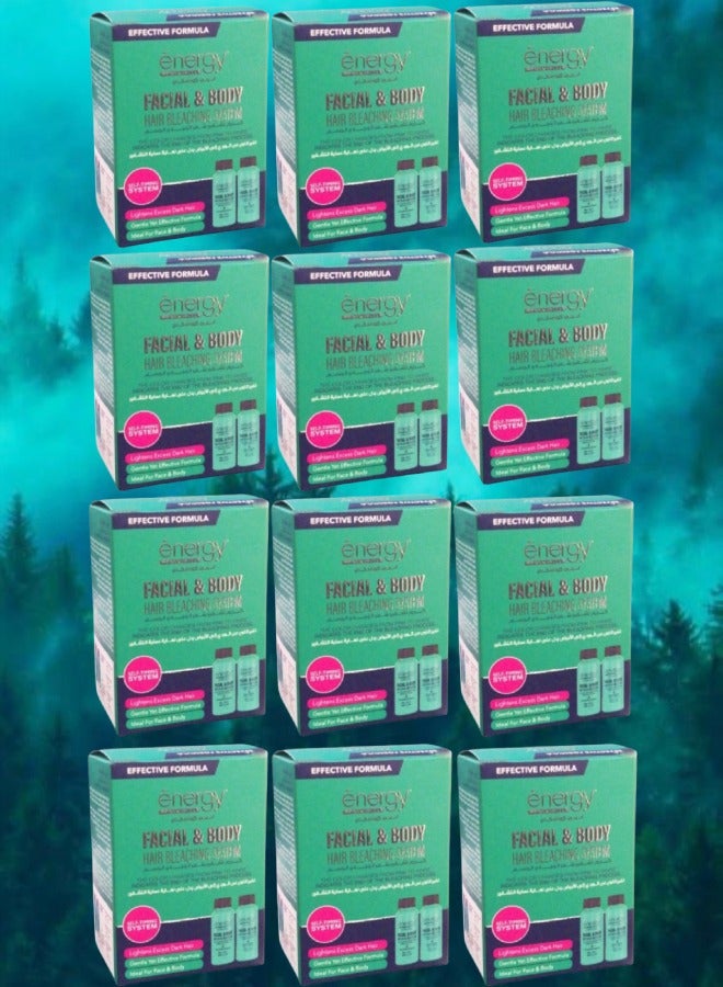 ENERGY COSMETICS 12 Pieces Facial and Body Hair Bleaching System 40ML And 60ML
