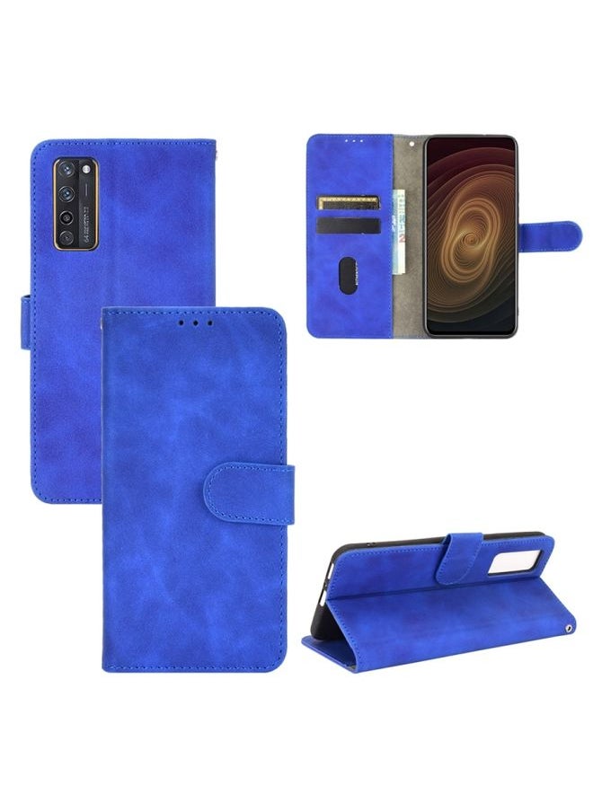 HuHa Case Cover For ZTE Axon 20 5G / A20 5G Solid Color Skin Feel Magnetic Buckle Horizontal Flip Calf Texture PU Leather Case with Holder & Card Slots & Wallet(Blue) 