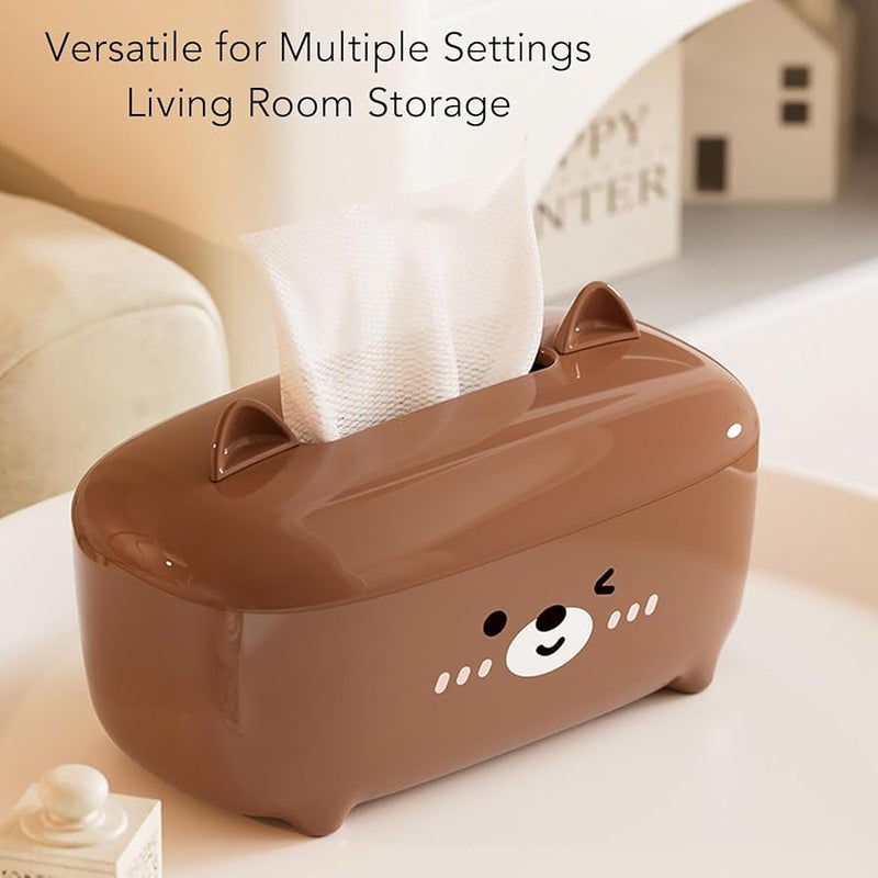 Cute Bear Tissue Box Cover Brown Desktop Napkin Dispenser For Living Room Bedroom Kitchen Decor - Image 4