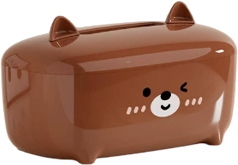 Cute Bear Tissue Box Cover Brown Desktop Napkin Dispenser For Living Room Bedroom Kitchen Decor - Image 2