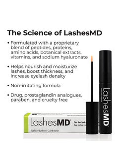 LashesMD Eyelash Growth Serum & Conditioner, 0.135 Oz. Naturally Enhances For Stronger, Thicker Lashes & Brows Paraben & Cruelty Free Clinically Formulated With Peptides & Botanicals  - Image 3