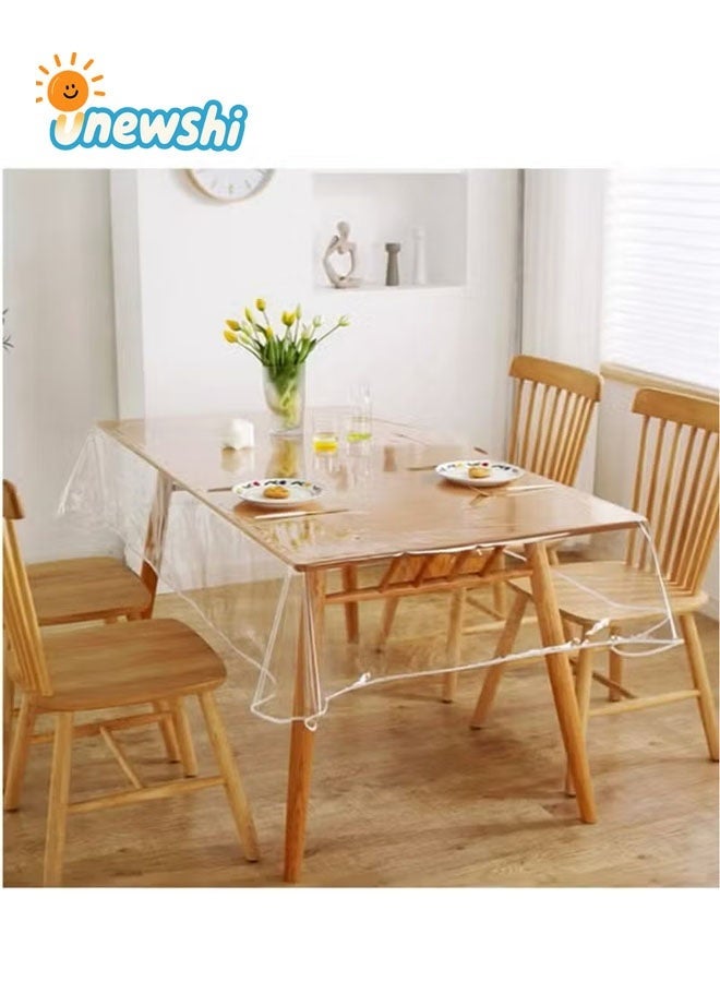 أخبار مفرش طاولة | مفرش طاولة طعام شفاف من مادة البولي فينيل كلوريد مقاوم للماء والزيت 0.13 مم مفرش طاولة قهوة مفرش طاولة تلفزيون 140 سم × 180 سم - Image 2