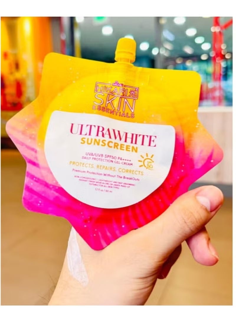 Hikari Skin Essentials Ultra White Sunscreen, Whitening Sunscreen, Ultrawhite Sunscreen, Ultra-Lightweight Airy-Fit Sun-screen SPF50 PA+++++++, Lightweight Moisturizing Gel Fast Absorbing, Water-Resistant 50ml - Image 5