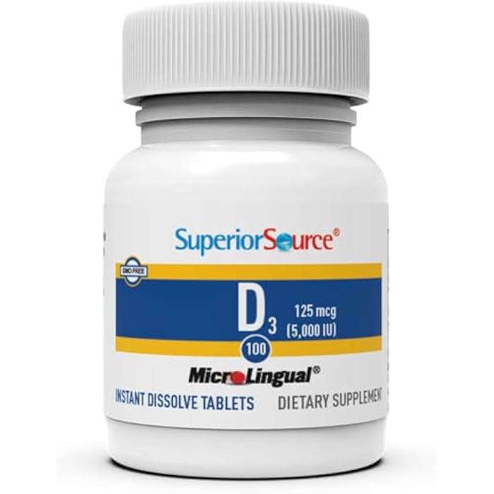 Superior Source Vitamin D3 5000 IU - Offers Immune System, Brain & Nervous System Support - Aids Calcium Absorption for Teeth & Bone Health - Bariatric Friendly - 100 Sublingual Dissolving Tablets - Image 3