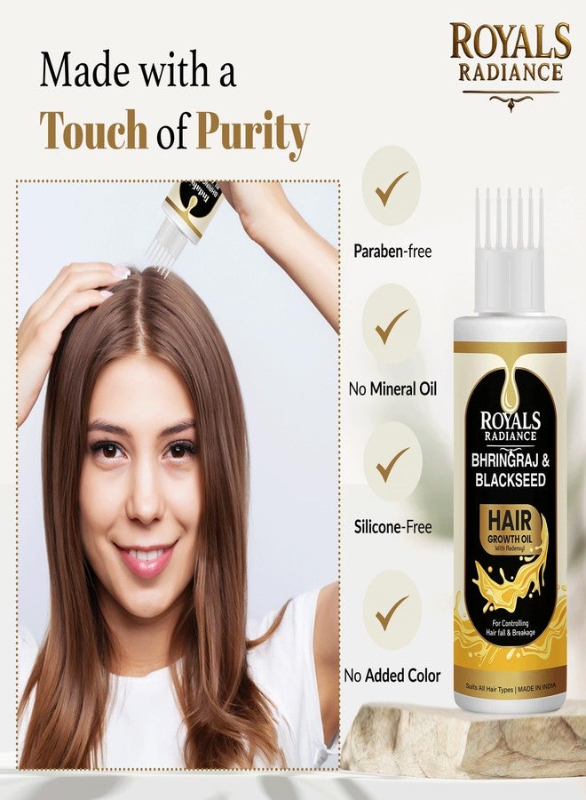 Royals Radiance Bhringraj & Black Seed Hair Growth Oil (Pack of 2) | Controls Hair Fall & Breakage | Nourishes Scalp & Promotes Hair Regrowth | Suitable for All Hair Types | Made in India - Image 5