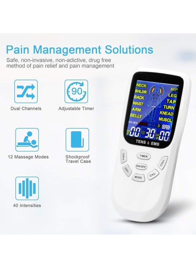 Arabest TENS Unit Muscle Stimulator - Dual Channel EMS 12 Modes Electronic Pulse Massager for Pain Relief Physical Therapy, Muscle Massager for Back, Neck, Sciatica, Shoulder Pain Relief - Image 4