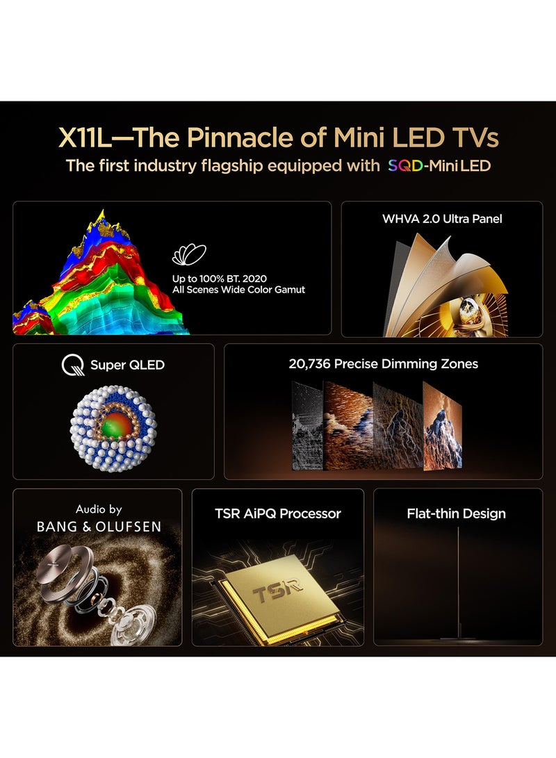 TCL Television 75 Inch 4K SQD-Mini LED Google Smart TV, 144Hz Refresh Rate, Audio by Bang & Olufsen, 100% BT.2020, TSR AiPQ, Flat-thin Design (2026 Model) 75X11L Black - Image 2