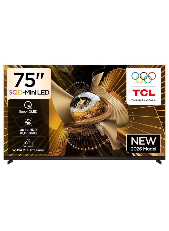 Television 75 Inch 4K SQD-Mini LED Google Smart TV, 144Hz Refresh Rate, Audio by Bang & Olufsen, 100% BT.2020, TSR AiPQ, Flat-thin Design (2026 Model) 75X11L Black