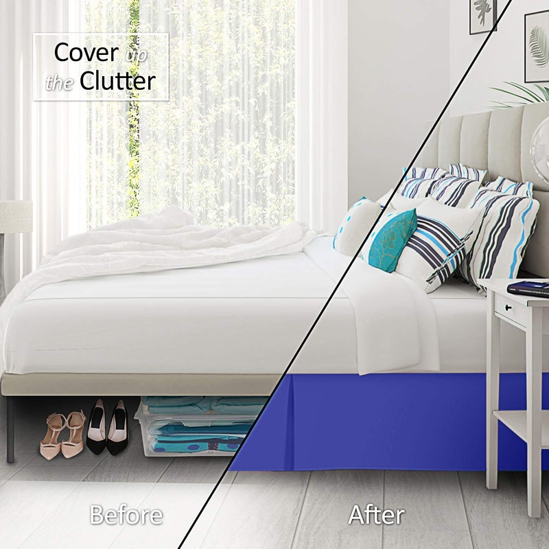 Nestl Royal Blue Full XL Bed Skirt - Full XL Size Bed Skirt 14 Inch Drop - Brushed Microfiber Bed Skirts - Hotel Quality Pleated Bed Skirt - Shrinkage & Fade Resistant - Image 3