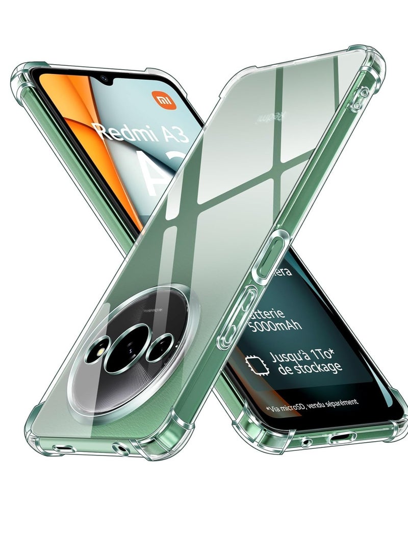 ماركة غير محددة - متوافق مع هاتف Xiaomi Redmi A3، غطاء سيليكون شفاف TPU مضاد للصدمات وواقي للكاميرا ومضاد للصدمات وزوايا لهاتف Redmi A3 - Image 1