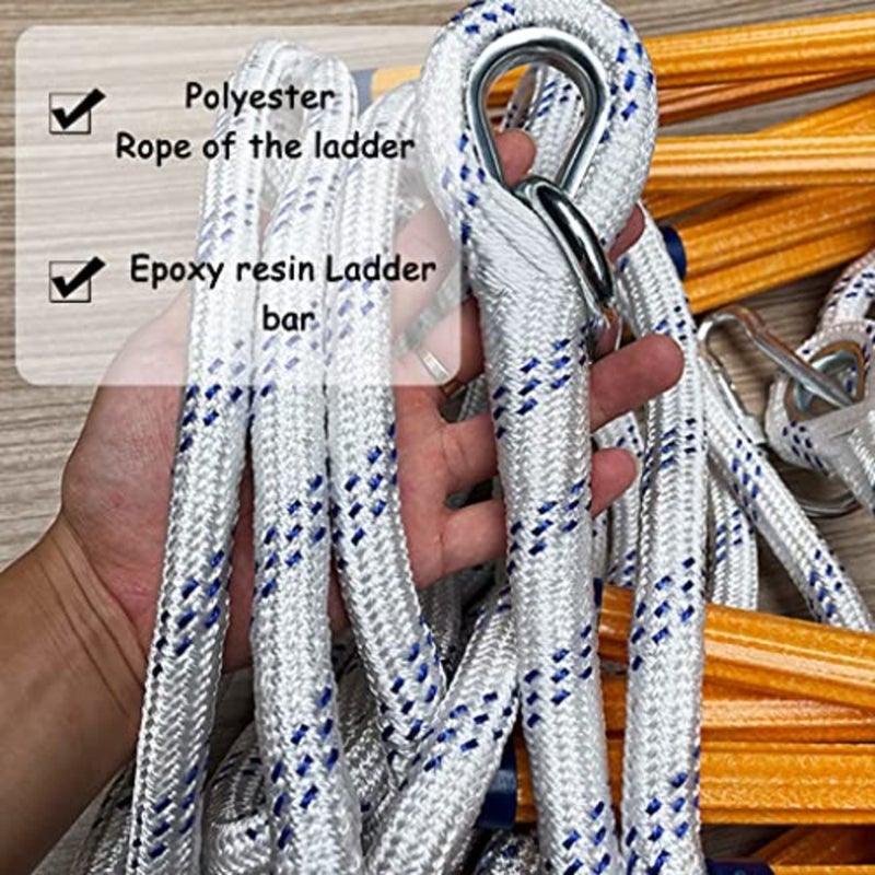Fire Escape Ladder Rescue Ladder For Window Balcony Emergency Escape Ladder, Foldable Soft Fire Rope Ladder, Flame Retardant Evacuation Ladder, Fast To Deploy Color:40cm spacing, Size:5M/16.4FT - Image 3