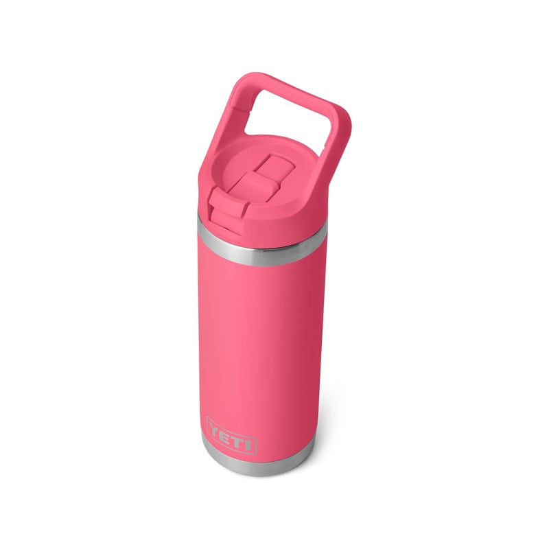 YETI Rambler 18 oz Bottle, Vacuum Insulated, Stainless Steel with Color Matching Straw Cap, Tropical Pink - Image 5