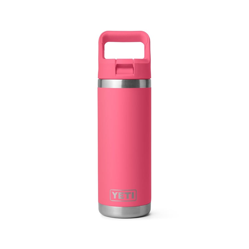 YETI Rambler 18 oz Bottle, Vacuum Insulated, Stainless Steel with Color Matching Straw Cap, Tropical Pink - Image 3