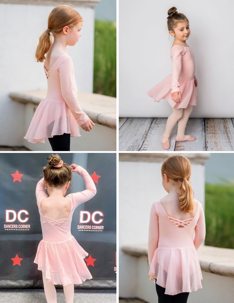Arshiner فستان باليه كلاسيكي بأكمام طويلة للفتيات من أرشينر، وردي فاتح، 150 (عمر 8-9 سنوات) - Image 5