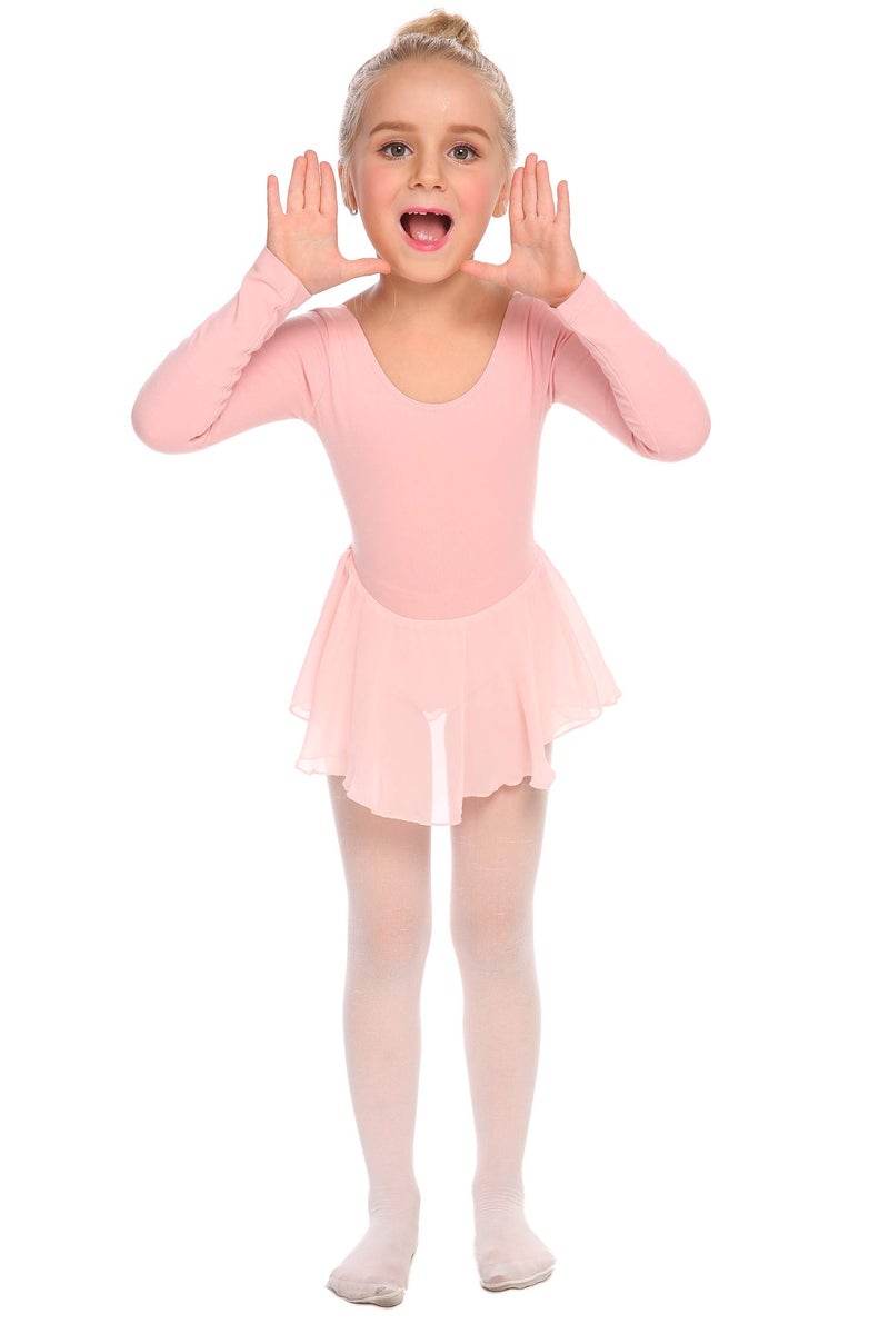 Arshiner فستان باليه كلاسيكي بأكمام طويلة للفتيات من أرشينر، وردي فاتح، 150 (عمر 8-9 سنوات) - Image 3