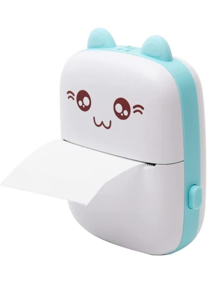 SHOPI - Portable Printer, Mini Pocket Printer, Mini Thermal Printer,200DPI Wireless Bluetooth BT 4.0 Photo Printer, Label Memo Receipt Paper Smart Printer with 1 Roll Thermal Paper (Blue) - Image 1