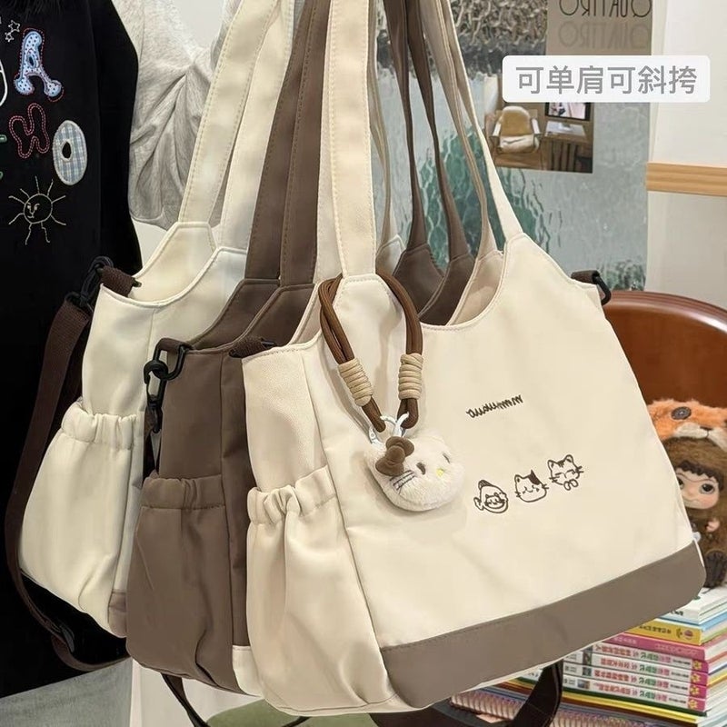 Women's Cat Print Nylon Tote Bag, Large Capacity Shoulder Crossbody - Image 2