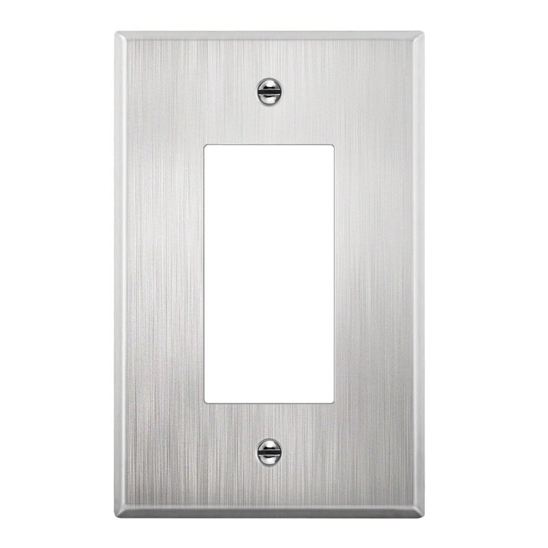LIDER Decorator Metal Wall Plate Impact Resistant Metal Outlet ReceptacleLight Switch Cover 430 Stainless Steel Modern Decoration Upgrade MidSize 1Gang 488 x 311 Stainless Steel