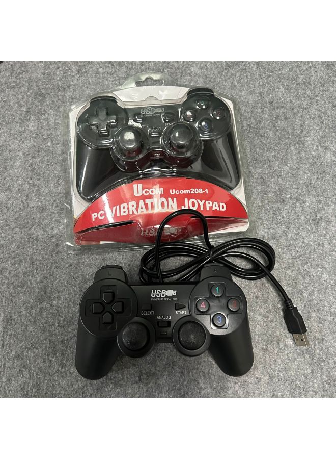 USB Wired Gamepad For PC Computer D-input Game Controller For Arcade Fighters-Product Color:Black With Vibration Strap Packaging  - Image 2