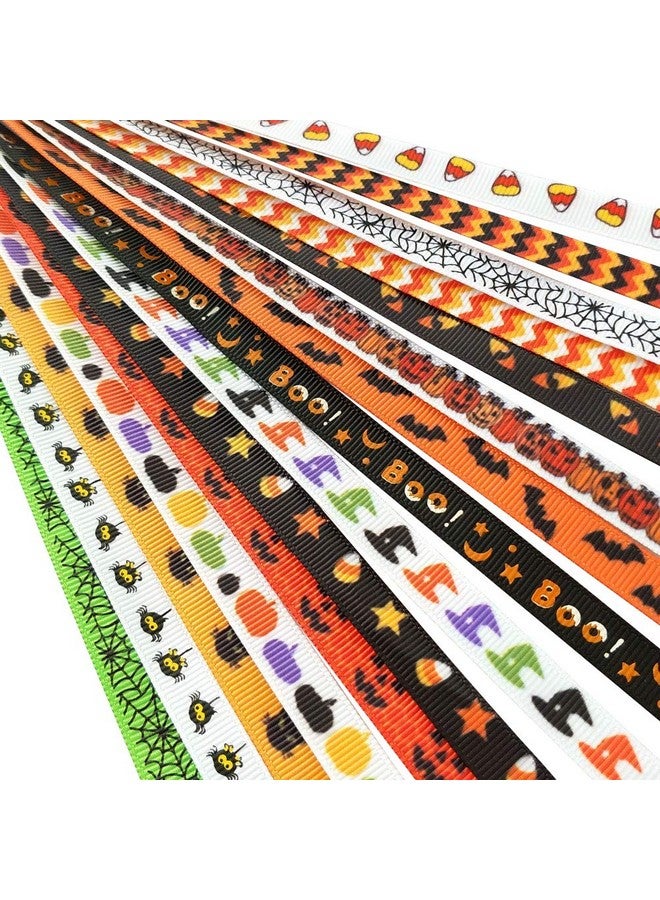 Chenkou Craft 3/8" (10Mm) Assorted 15Yards Halloween Grosgrain Ribbon Diy Craft Accessory Happy Halloween Ribbons(10Mm Halloween) - Image 1