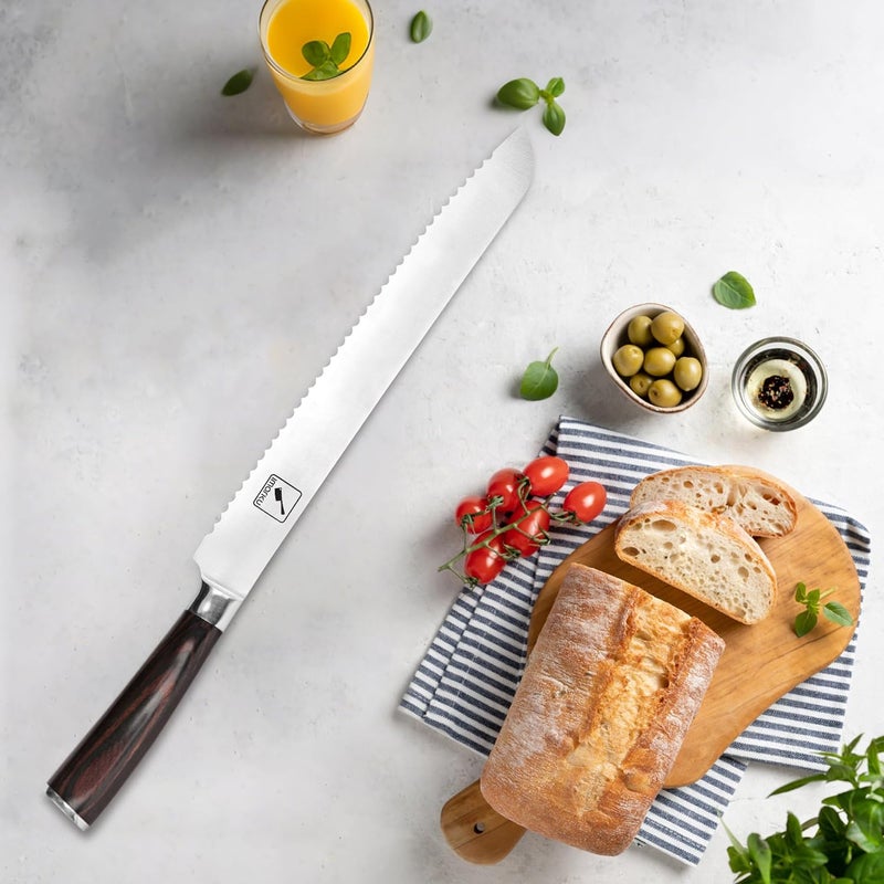 imarku Serrated Bread Knife,10-Inch German HC Stainless Steel of Slicer, Professional Grade Serrated Edge Cake Knife Bread Cutter for homemade Crusty, Best Birthday Gifts for Family and Friends - Image 2
