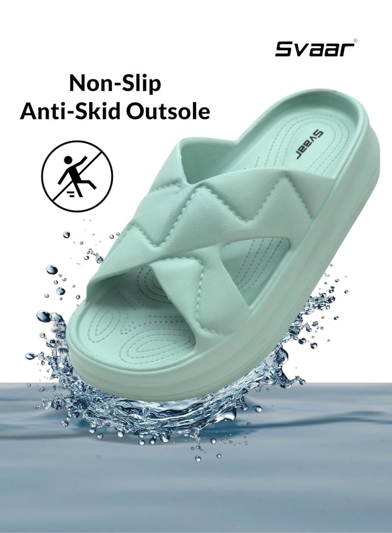 SVAAR Pillow Soft Women's Platform Slides | Lightweight Slip-On Sandals | Slippers for Women & Girls | Comfortable Cushioned Criss-Cross Straps | All Day Wear with Soft Heel Support - Image 5