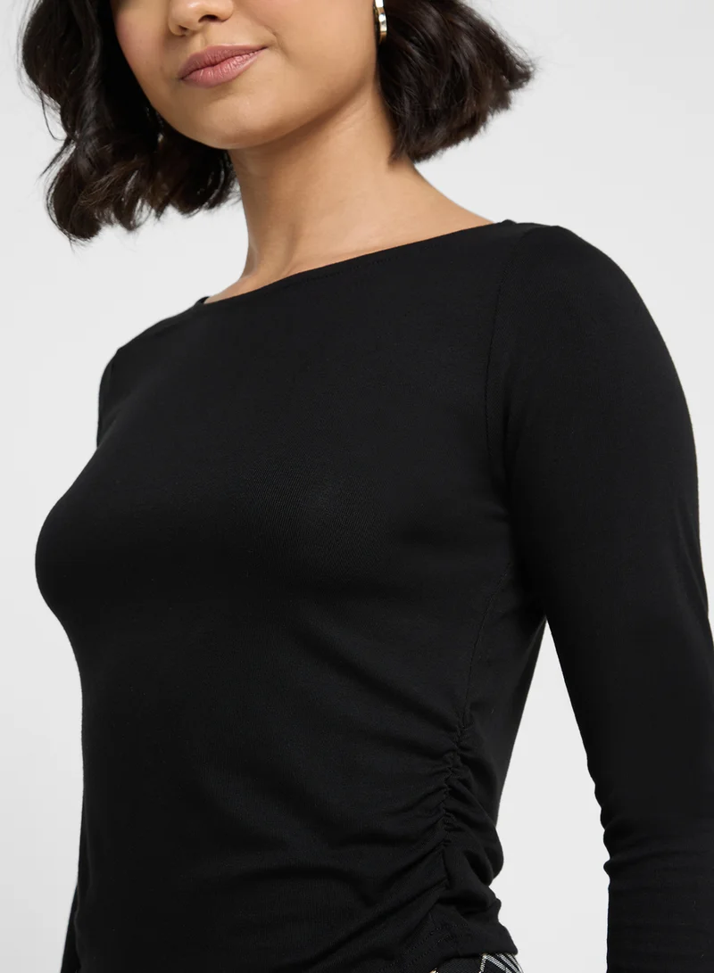 Ginger Basics Ruched Fitted Long Sleeves T-Shirt