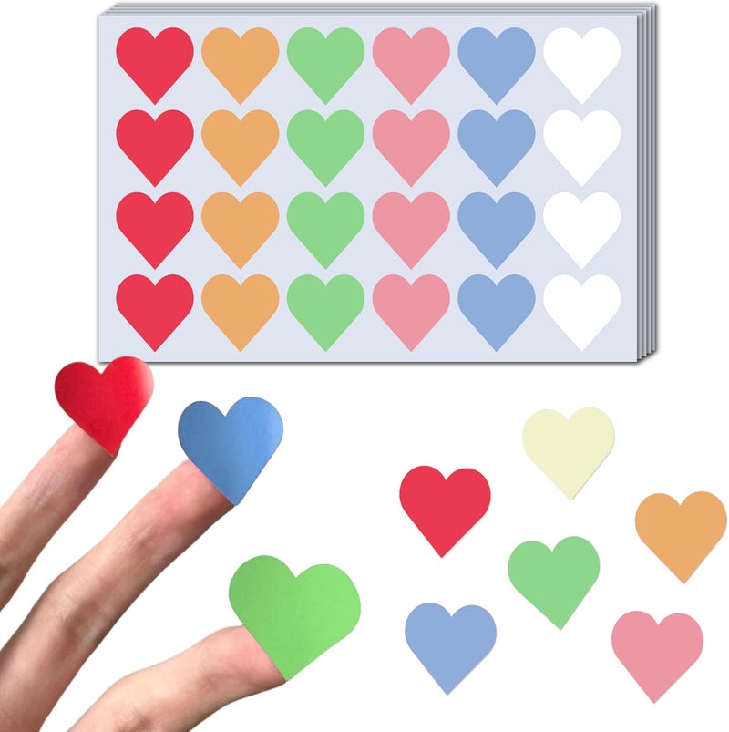 TownStix 600 Pieces  1 Colored Heart Stickers Labels 6 Colors - Image 1