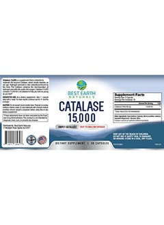 Best Earth Naturals Catalase 15000 Pure Catalase Antioxidant Enzyme Tiny Easy To Swallow Capsule 30 Day Supply  - Image 3