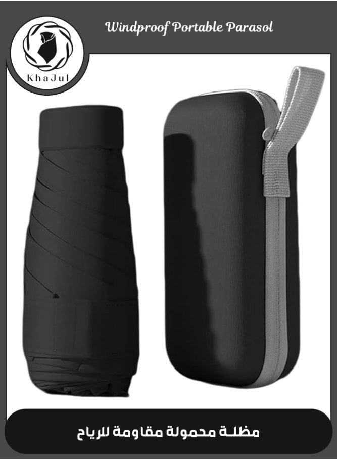 KHAJUL Mini Travel Umbrella, Mini Windproof Folding Travel Umbrella, Portable Lightweight Compact Parasol with 95% UV Protection for Sun and Rain, Popular Style for Women - Image 1