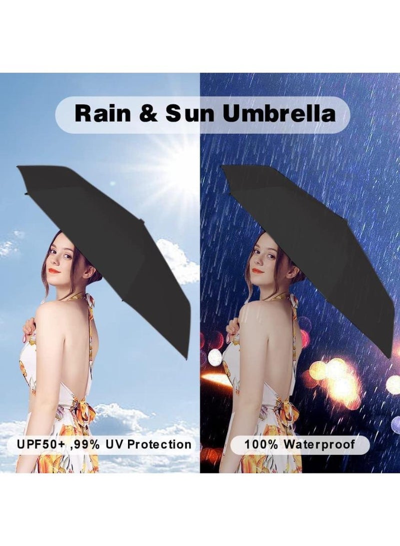 KHAJUL Mini Travel Umbrella, Mini Windproof Folding Travel Umbrella, Portable Lightweight Compact Parasol with 95% UV Protection for Sun and Rain, Popular Style for Women - Image 4