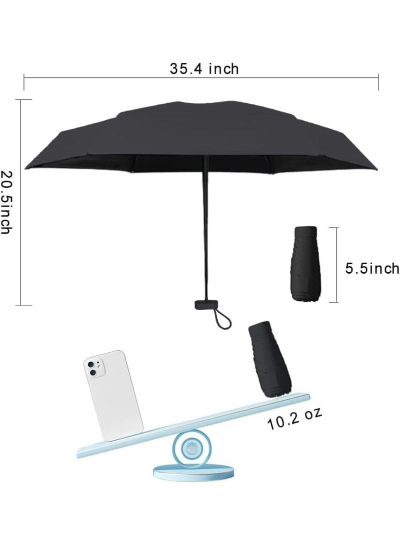 KHAJUL Mini Travel Umbrella, Mini Windproof Folding Travel Umbrella, Portable Lightweight Compact Parasol with 95% UV Protection for Sun and Rain, Popular Style for Women - Image 2
