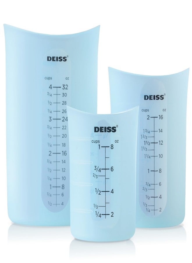 Deiss PRO 3 Piece Silicone Measuring Cup Set - Versatile & Durable, Easy-Pour Spout, Non-Stick for Easy Clean, Heat-Resistant - Squeeze & Pour Liquid Measuring Cups - Ideal for Baking, Cooking, Resin - Image 1