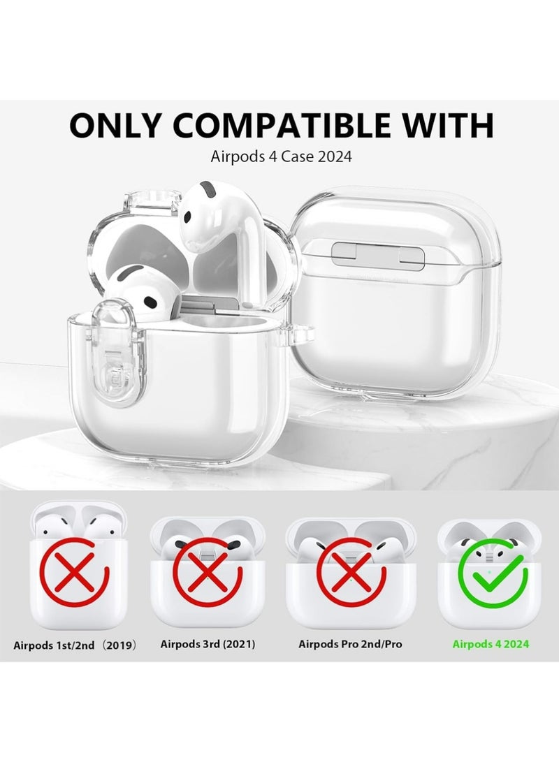 PULUZ Apple AirPods 4 Cases with Clear Case Compatible Women, Soft TPU Transparency Air pods 4 Gen Cases with Cleaning Kit iPods 4 Earbuds Case Girl Bling Keychain for Airpod iPod 4th Gen - Image 3
