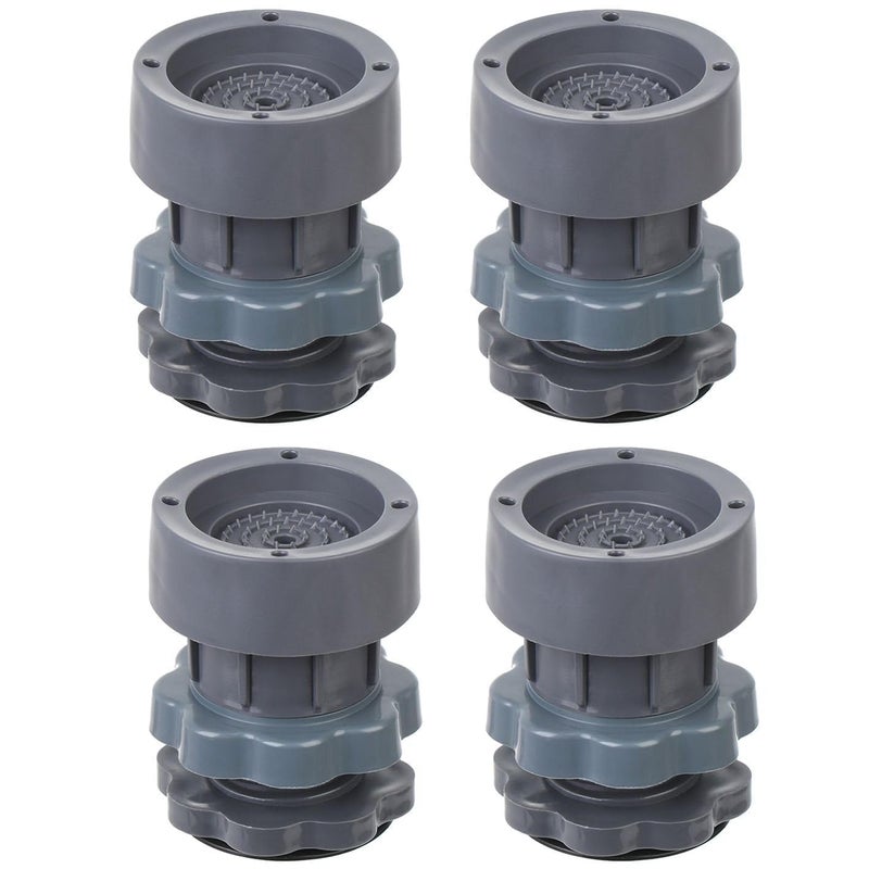 KITCH KART KITCHKART Washing Machine Vibration Pads Floor Trays Refrigerator Stand Washing Machine StandHeight Adjustment Feet for Refrigerators Fridge Stands with AntiSlip RubberSet of 4GreyPlastic  - Image 1