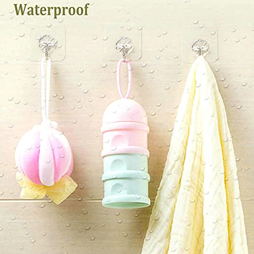 Jwxstore Stainless Steel Adhesive Hooks Bathroom Kitchen Wall Hooks, No Nail Sticky Hangers with Reusable Utility Towel Bath Ceiling 24 Pack 22Lbs Heavy Duty Waterproof and Oilproof Transperent - Image 4