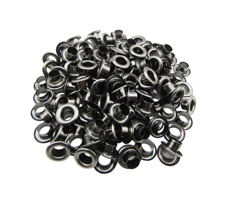 Amanaote 6mm Internal Hole Diameter Gun Black Eyelets Grommets with Washer Self Backing Pack of 150 Sets - Image 3
