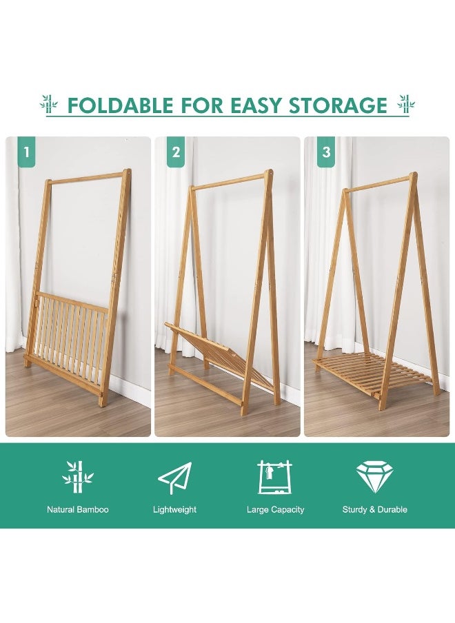 Generic - Small Clothes Rack Kids Dress Up Storage for Playroom, Toddlers Bedroom, Bamboo Child Garment Rack with Storage Shelf, Kids Clothing Rack Costumes Organizer - Image 1