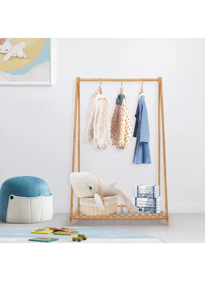 Generic - Small Clothes Rack Kids Dress Up Storage for Playroom, Toddlers Bedroom, Bamboo Child Garment Rack with Storage Shelf, Kids Clothing Rack Costumes Organizer - Image 1