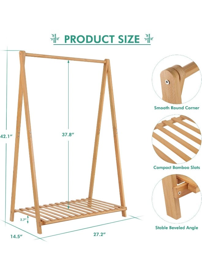 Generic - Small Clothes Rack Kids Dress Up Storage for Playroom, Toddlers Bedroom, Bamboo Child Garment Rack with Storage Shelf, Kids Clothing Rack Costumes Organizer - Image 1