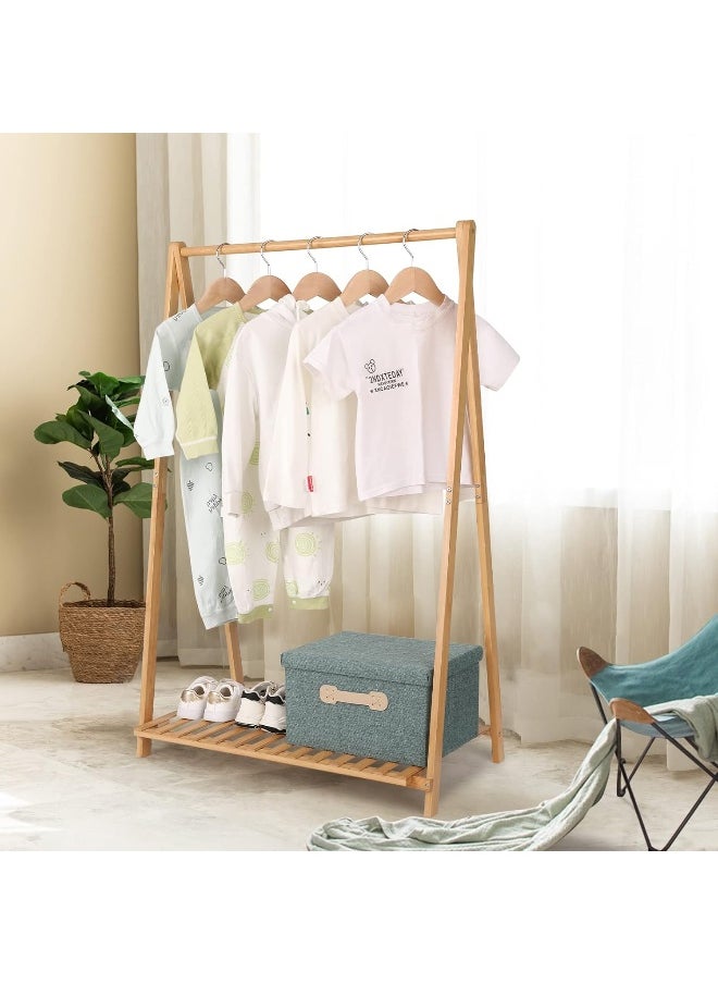 Generic - Small Clothes Rack Kids Dress Up Storage for Playroom, Toddlers Bedroom, Bamboo Child Garment Rack with Storage Shelf, Kids Clothing Rack Costumes Organizer - Image 1