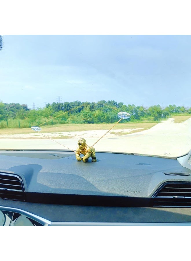 SUNSAR Gorilla Car Accessories Dashboard Decorations, Car Decorations with Gold Chain, Gorilla Car Interior Desk Ornaments Fish Tank Decorations Home Aquarium Decor - Image 5