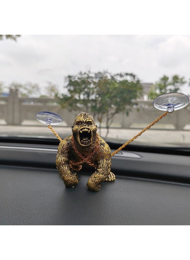 SUNSAR Gorilla Car Accessories Dashboard Decorations, Car Decorations with Gold Chain, Gorilla Car Interior Desk Ornaments Fish Tank Decorations Home Aquarium Decor - Image 2