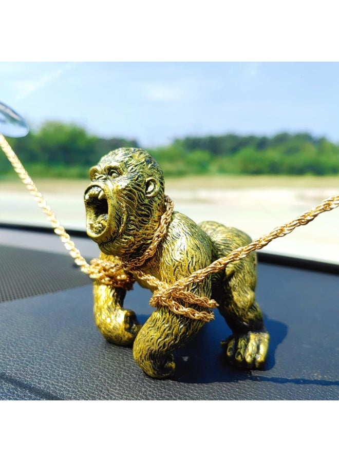 SUNSAR Gorilla Car Accessories Dashboard Decorations, Car Decorations with Gold Chain, Gorilla Car Interior Desk Ornaments Fish Tank Decorations Home Aquarium Decor - Image 3