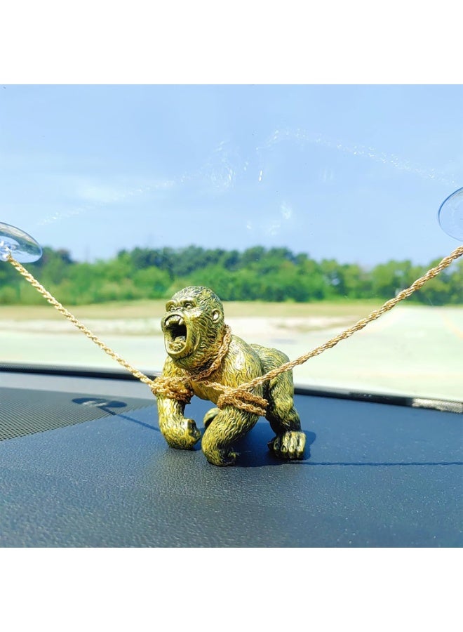 SUNSAR Gorilla Car Accessories Dashboard Decorations, Car Decorations with Gold Chain, Gorilla Car Interior Desk Ornaments Fish Tank Decorations Home Aquarium Decor - Image 1