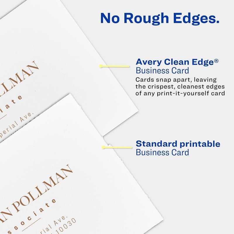 AVERY Two-Side Printable Clean Edge Business Cards for Inkjet Printers, White, Matte, Pack of 120 (28877) - Image 4