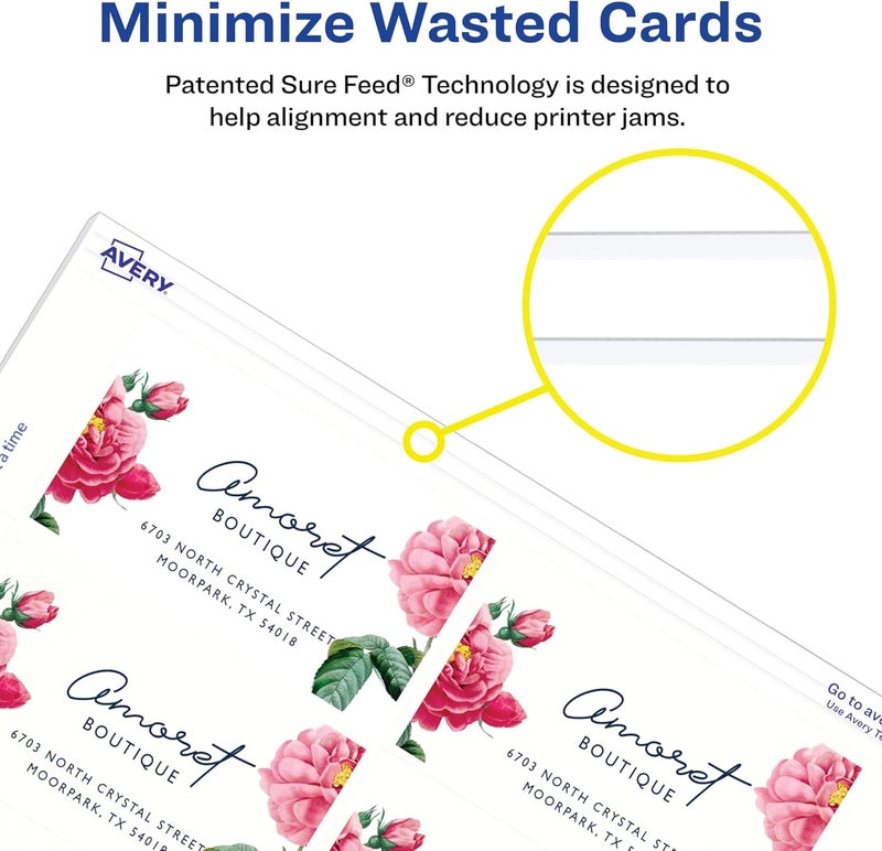 AVERY Two-Side Printable Clean Edge Business Cards for Inkjet Printers, White, Matte, Pack of 120 (28877) - Image 5